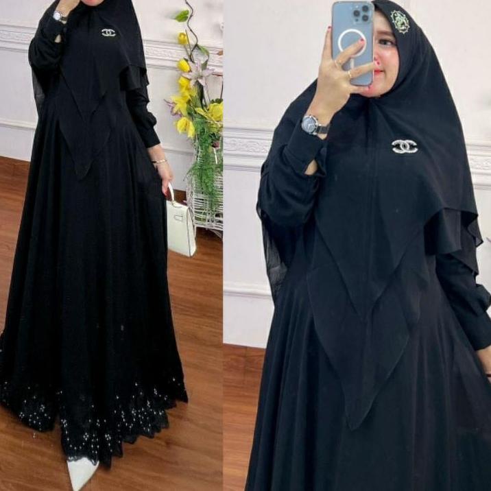 ( BISA COD ) Rabiya Syari Khimar Jumbo M L XL XXL / Hasanah Syari Ceruty Babydoll / Syari Set Khimar