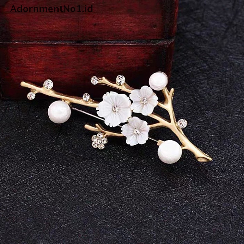 [AdornmentNo1] Bros Bunga Shell Plum Blossom Untuk Wanita Pernikahan Kantor Brooch Pins Decor [ID]