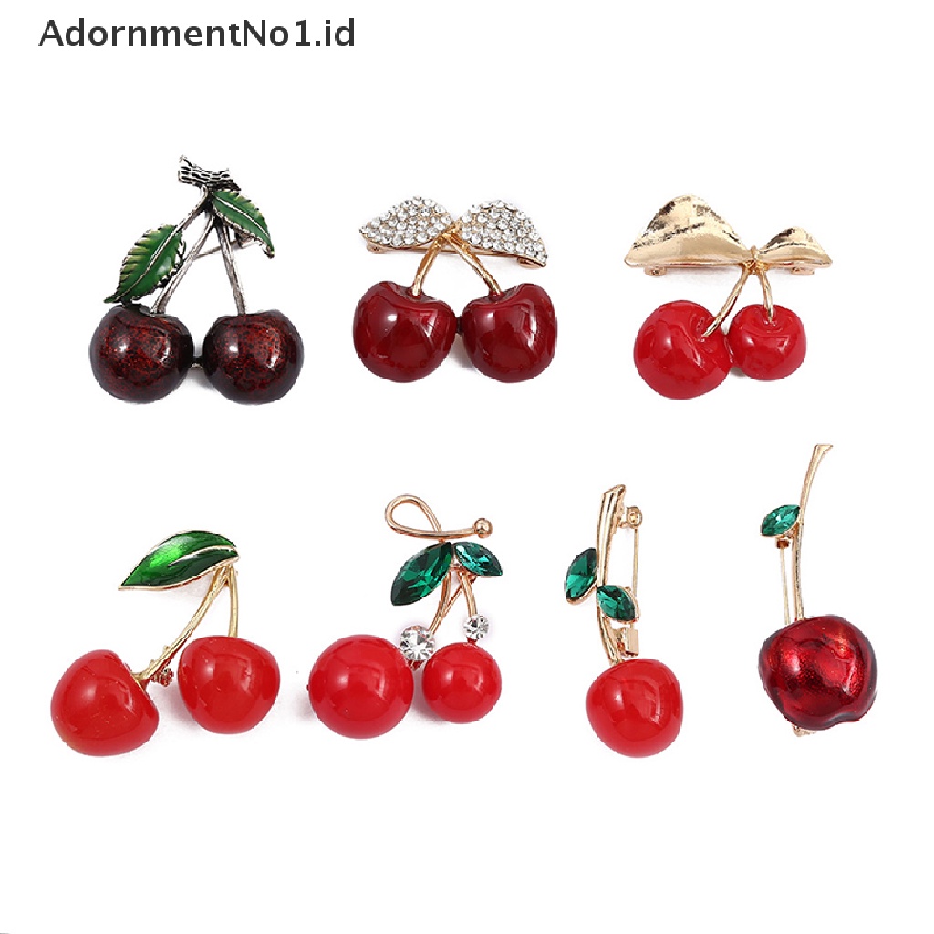 [AdornmentNo1] 1pc Bros Buah Cherry Merah Bros Korsase Dekorasi Aksesoris Pin Perempuan [ID]