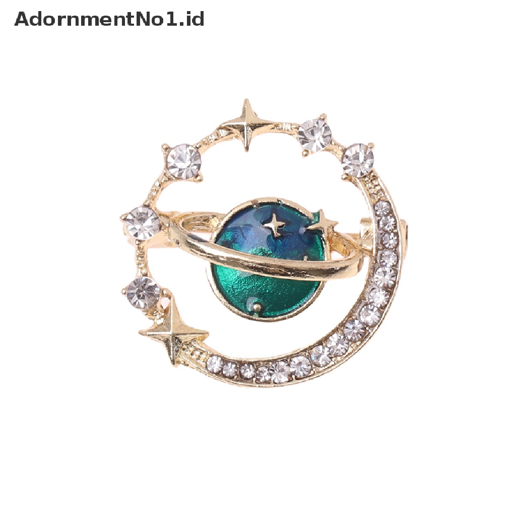 [AdornmentNo1] Lucu Bumi Bulan Bintang Bros Planet Biru Anti Liar Pin Jas Syal Bros Enamel Korsase Pin Perhiasan Hadiah [ID]