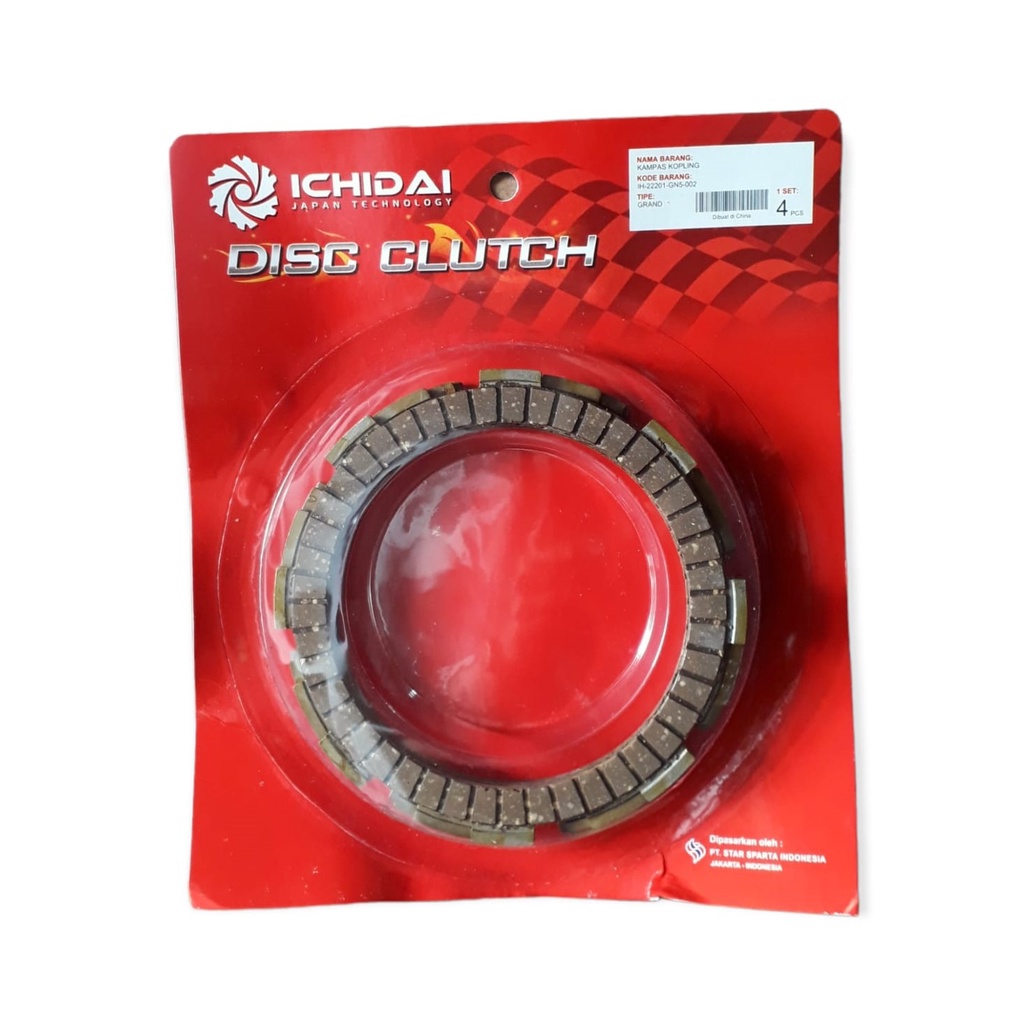 Kampas Kopling/Plat kopling Grand/Supra/Fit New/Supra Fit/Honda Win/Legenda/ Astrea Original ICHIDAI