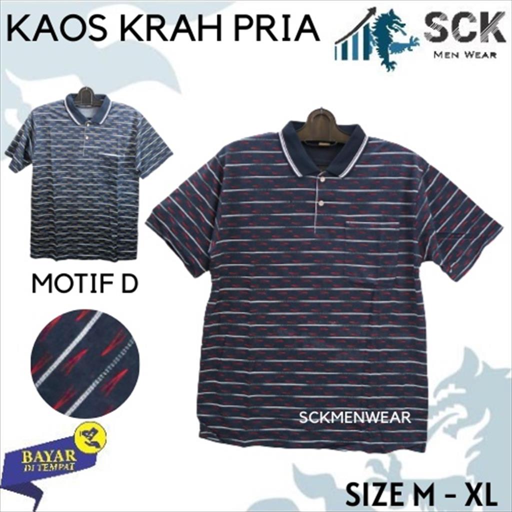 Kaos Krah Pria Korea Murah 425 / Baju Kerah Motif Salur Garis Pria Remaja Dewasa Size M  L XL - sckmenwear GROSIR