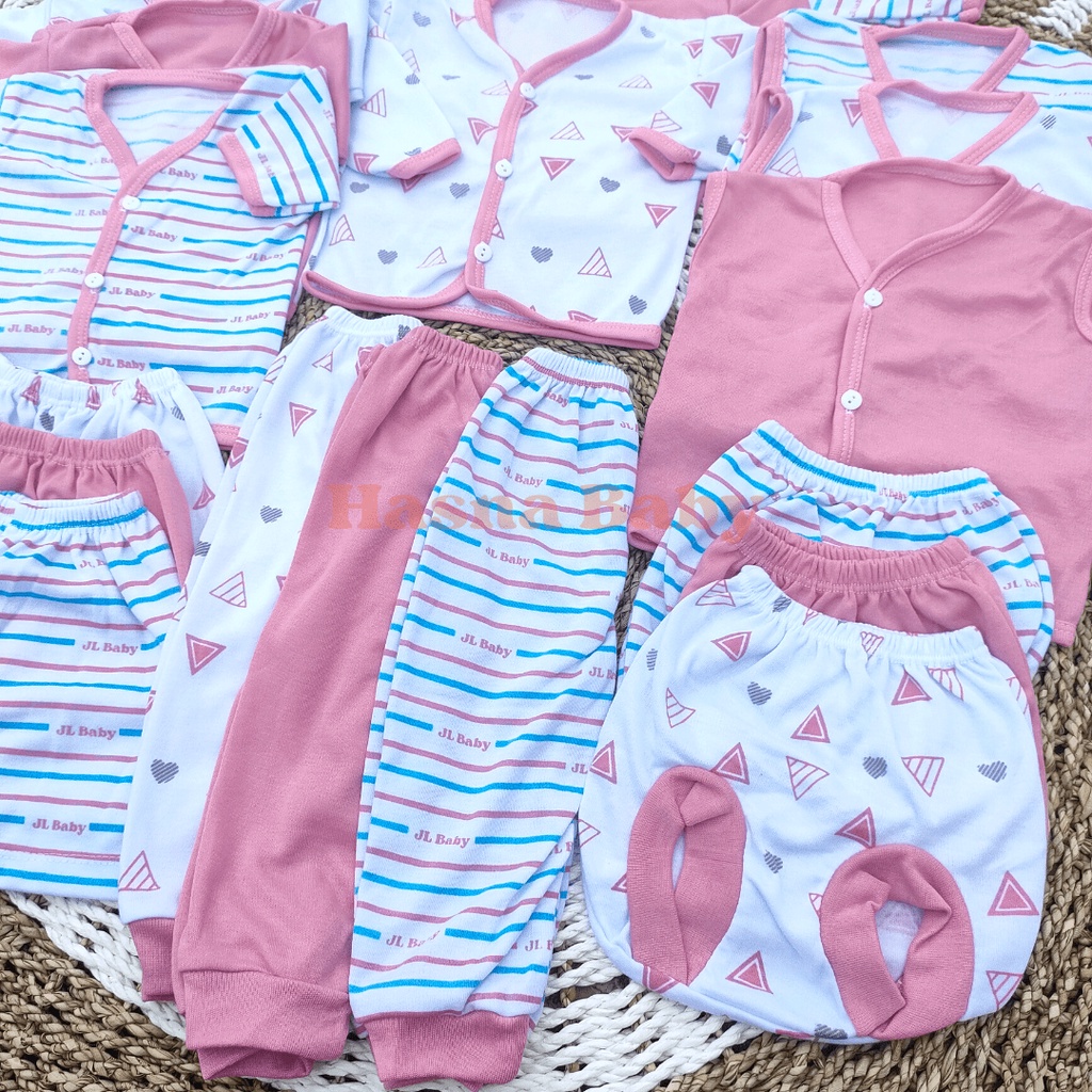 18Pcs Paket Lahiran Lengkap Baju Bayi Celana Bayi Baru Lahir Perempuan seri Dusty Pink Baby Gift Set -Juragan Lebak