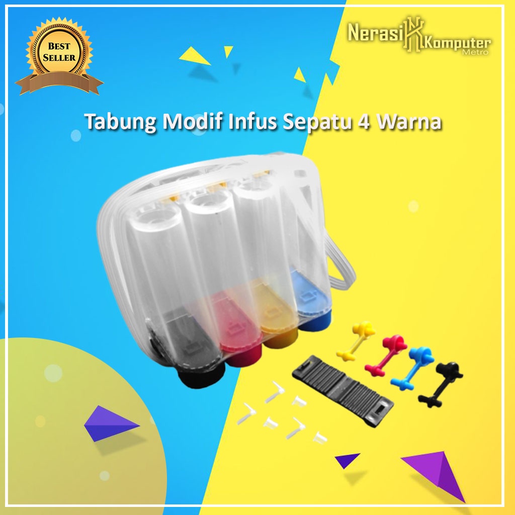 Tabung Modif Infus Sepatu 4 Warna 100ml Tabung Printer Modif Warna Cyan, Magenta, Yellow, Black