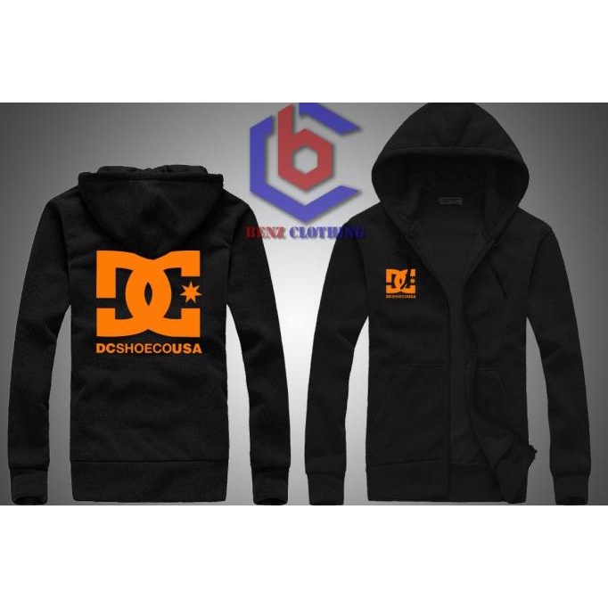 Jaket Hoodie Sweater DC Outerwear Pria Wanita Zipper Resleting Depan Polos Sablon Polyflek Korea
