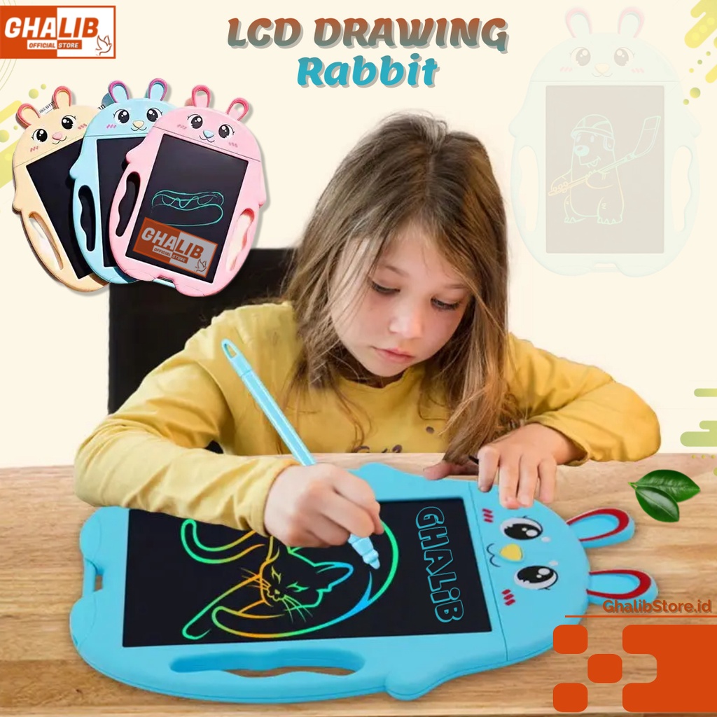 LCD Drawing Writing Tablet Papan Tulis Gambar Rabbit Mainan Edukasi Anak Pengganti HP