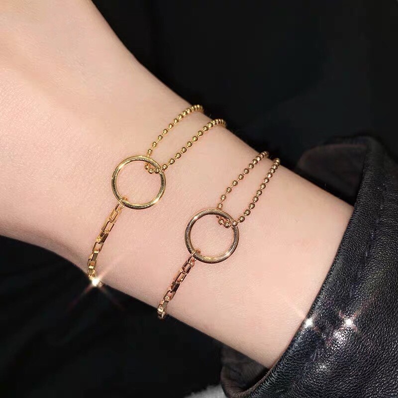 Gelang Tangan Titanium Steel Anti Alergi Desain Geometri Asimetris Simple Unik Gaya Korea Untuk Wanita