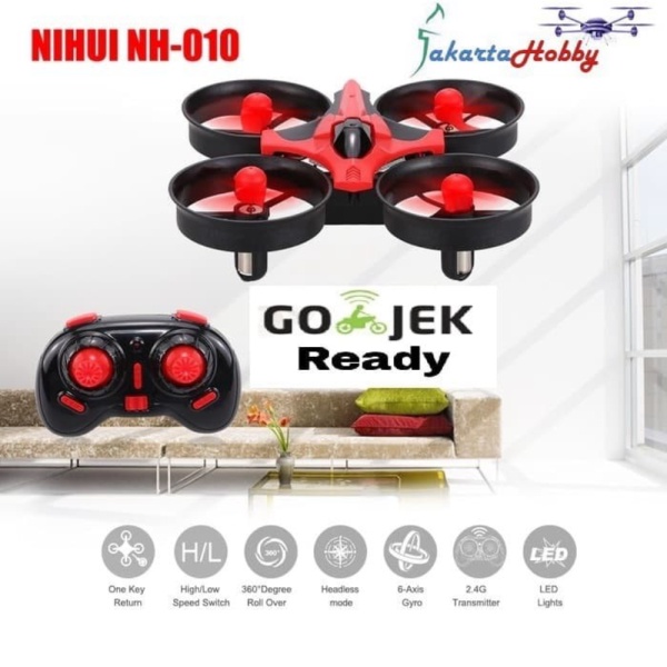 Unik NIHUI NH - 010 Mini RC Quadcopter Eachine H36 E010 - Merah Berkualitas