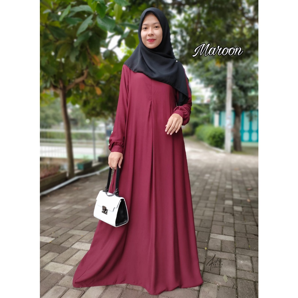 Dress lebaran simple Gamis Rayon Twill Size M L XL XXXL