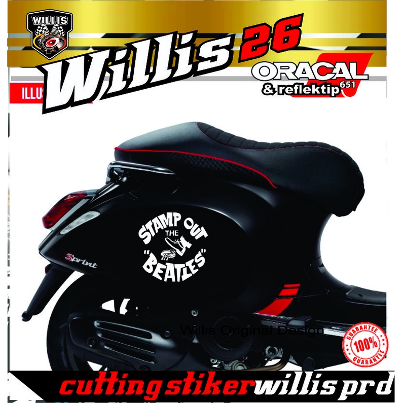 STICKER STIKER CUTTING VESPA SCOOPY MOBIL DLL THE BEATLES STAMP OUT
