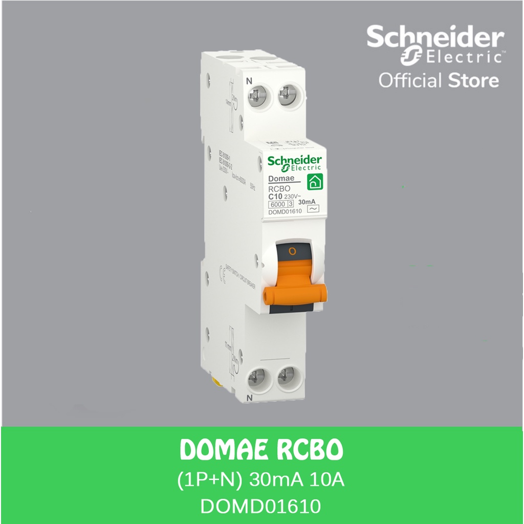 SCHNEIDER RCBO-SLIM DOMAE 1P+N-30mA 10A DOM12521 / DOMD01610