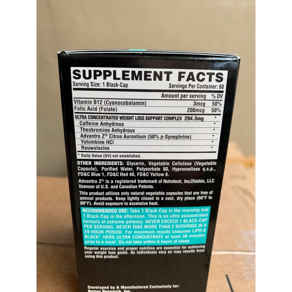 Nutrex Lipo 6 Black Ultra HERS 60 caps Fatburner Pembakar Lemak Cewek