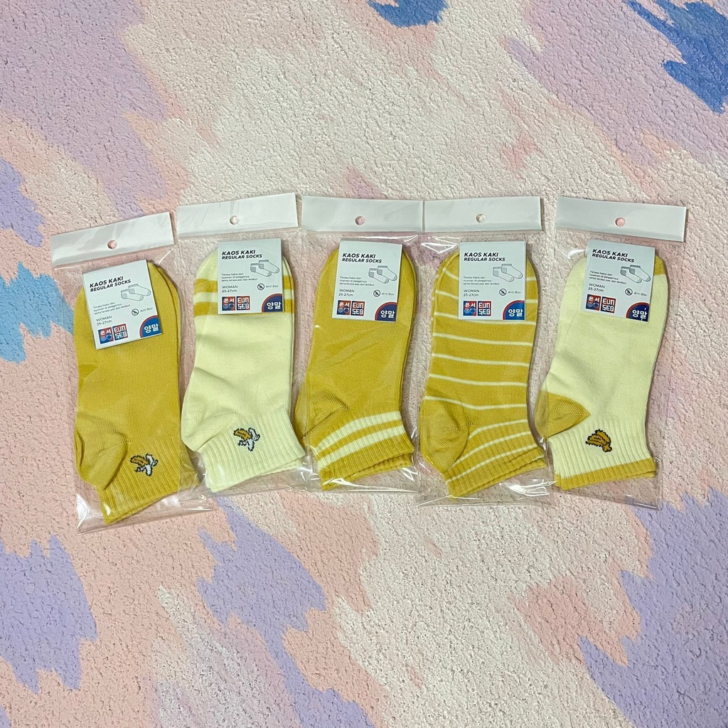 EUNSEO Kaos Kaki Ankle Cute Wanita Motif Banana Kaoskaki Pendek Fashion Korea Import