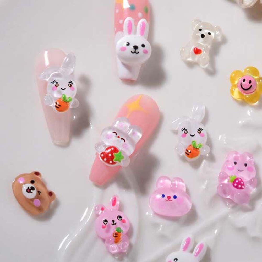 Mxbeauty Kartun Hiasan Kuku Anjing Kelinci Jepang Kuromi Strawberry Bear Manicure Aksesoris Perhiasan Kuku