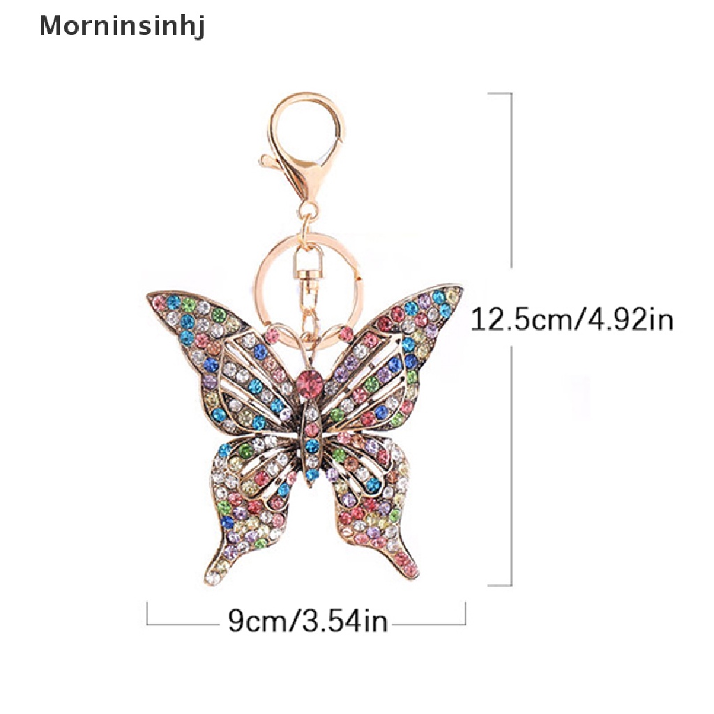 Mornin Fashion Ornamen Warna Baru Kristal Berongga Kupu-Kupu Berlian inlay Logam Gantungan Kunci Kerajinan Mobil Liontin Hadiah Lady Bag Key Ring Dekorasi Rumah Hadiah id