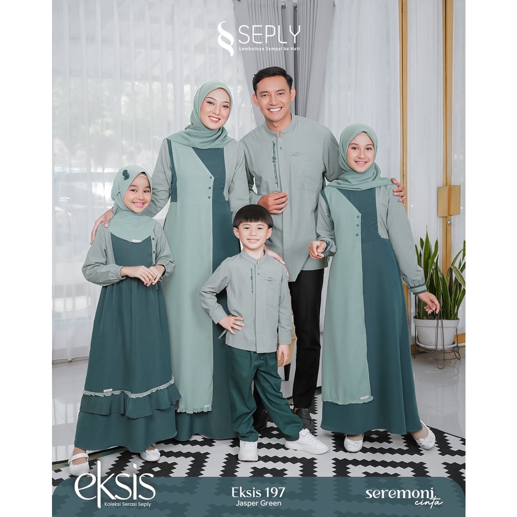 Sarimbit Seply Eksis 197 Jasper Green / Kaseo 165  - Kliko 119 - Meyra 132 - Selia 119 / Fashion Muslim Gamis Koko Couple Sarimbit Seply Terbaru 2023