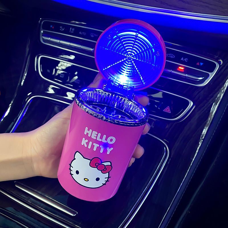 Asbak Mobil Cute ins Ashtray with Cover LED Interior Asbak Kreatif Stopkontak Udara Gantung Unik