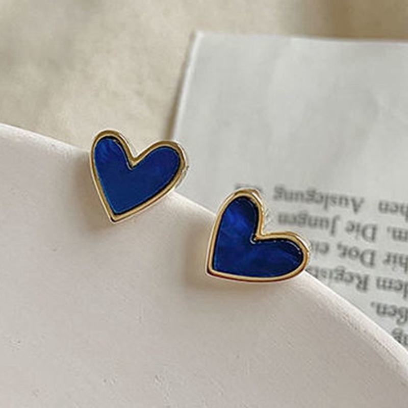 S925 Anting Tusuk Bentuk Hati Warna-Warni Bahan Alloy Korea Untuk Wanita
