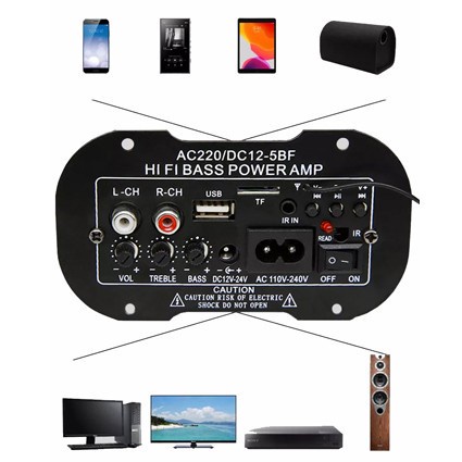 Amplifier Board Audio Bluetooth USB Radio TF Subwoofer Amplifier Board Audio Bluetooth Usb Fm Radio Tf Player Subwoofer 30w Taffstudio Amplifier 12v/220v