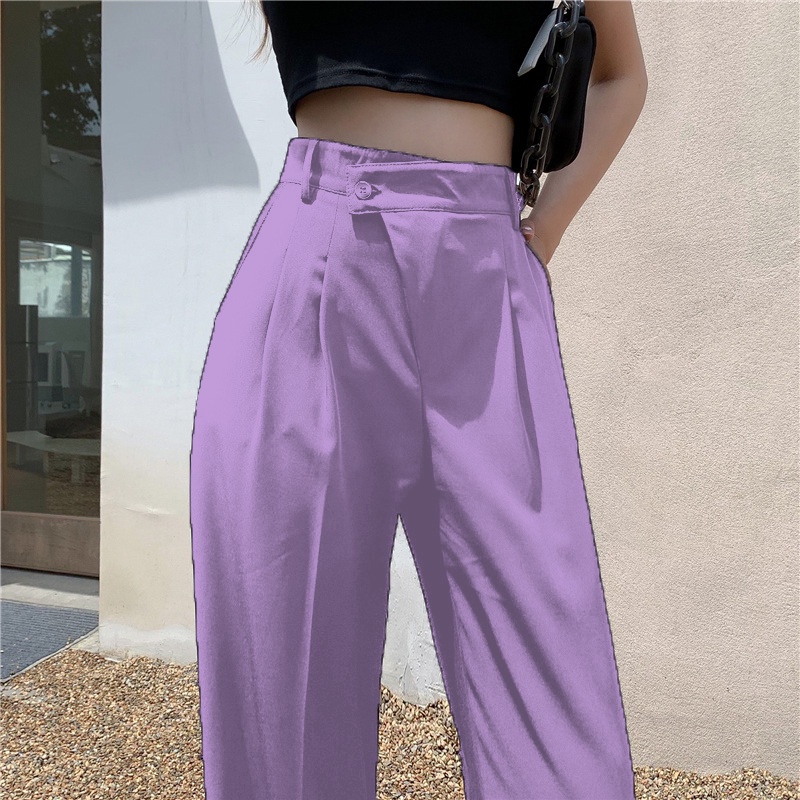 Celana Wanita Korean Highwaist Lurus Casual Polos Nyaman Pants