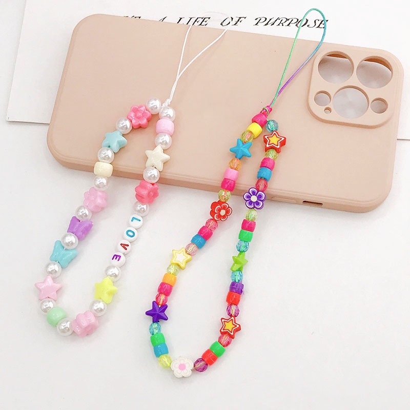 3d Kupu-Kupu Bintang Bunga Manik-Manik Rantai Anti Hilang Universal Tali Gelang Untuk iPhone Android OPPO VIVO Huawei Xiaomi Redmi Samsung Semua Ponsel Earphone Cases