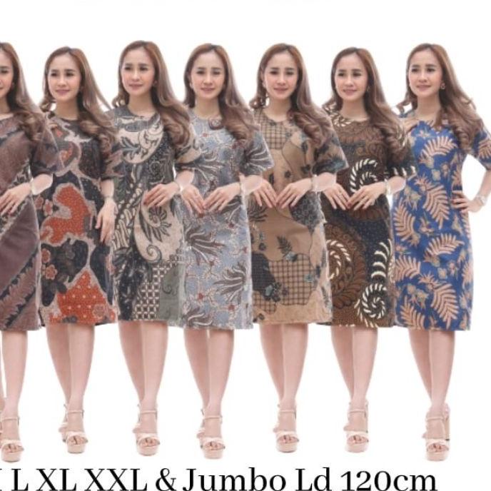 BAJU DRESS WANITA MODERN MODEL MOTIF BATIK LENGAN PENDEK SELUTUT PARTY NATAL SERAGAMAN KARYAWAN PERG