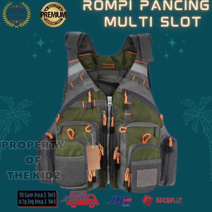 Mancing Rompi Mancing Life Jacket Pelampung Multislot Outdoor Multifungsi
