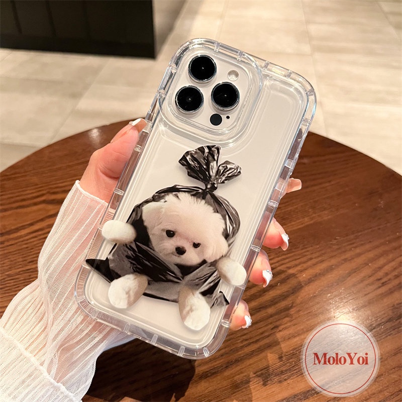 IPHONE Pasangan Case Kompatibel Untuk Iphone11 14 13 12 Pro MAX 7Plus 8Plus 6 6S Plus XR X XS MAX Lucu Kartun Kucing Anjing Airbag Shockproof Lembut TPU Silicon Bening Ponsel Cover