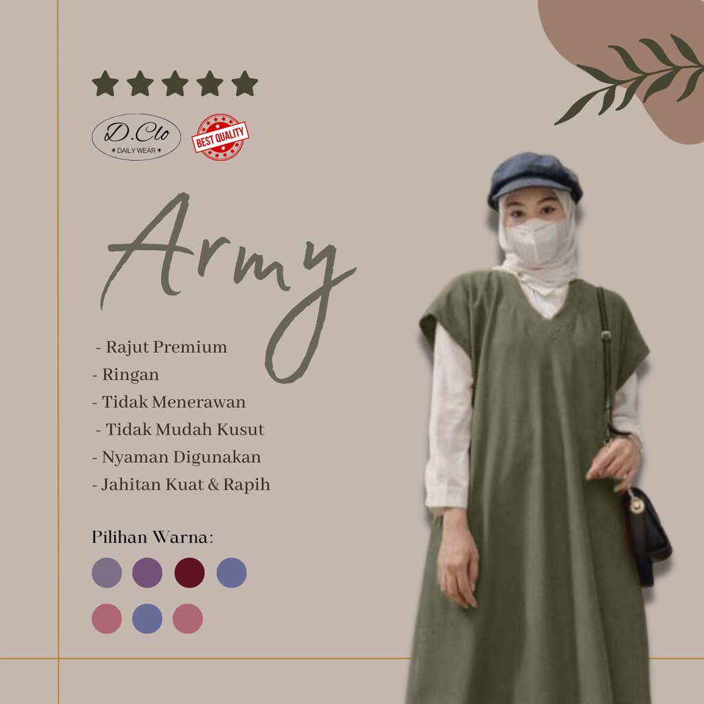Long Vest Wanita Dewasa Nazifa Polos Bahan Rajut Premium LD 110Cm Fit To XL Jumbo / Fashion Muslim Dress Wanita Tanpa Lengan Simple Kekinian