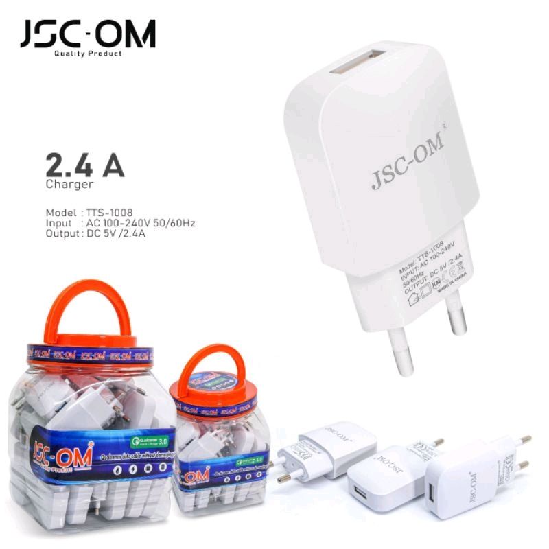 BATOK CHARGER JSC-OM 1USB 2.4A ( 1 TOPLES ISI 35PCS ) HARGA TOPLES.