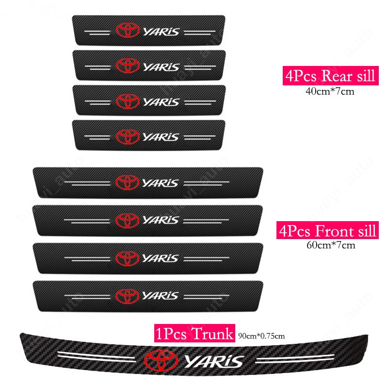 Stiker Kusen Pintu Mobil Toyota Yaris Anti Gores Serat Karbon Kulit Sticker Trunk Protector Stiker Untuk Yaris G3 XP130 XP150 G4 XP210 AC100 Aksesoris