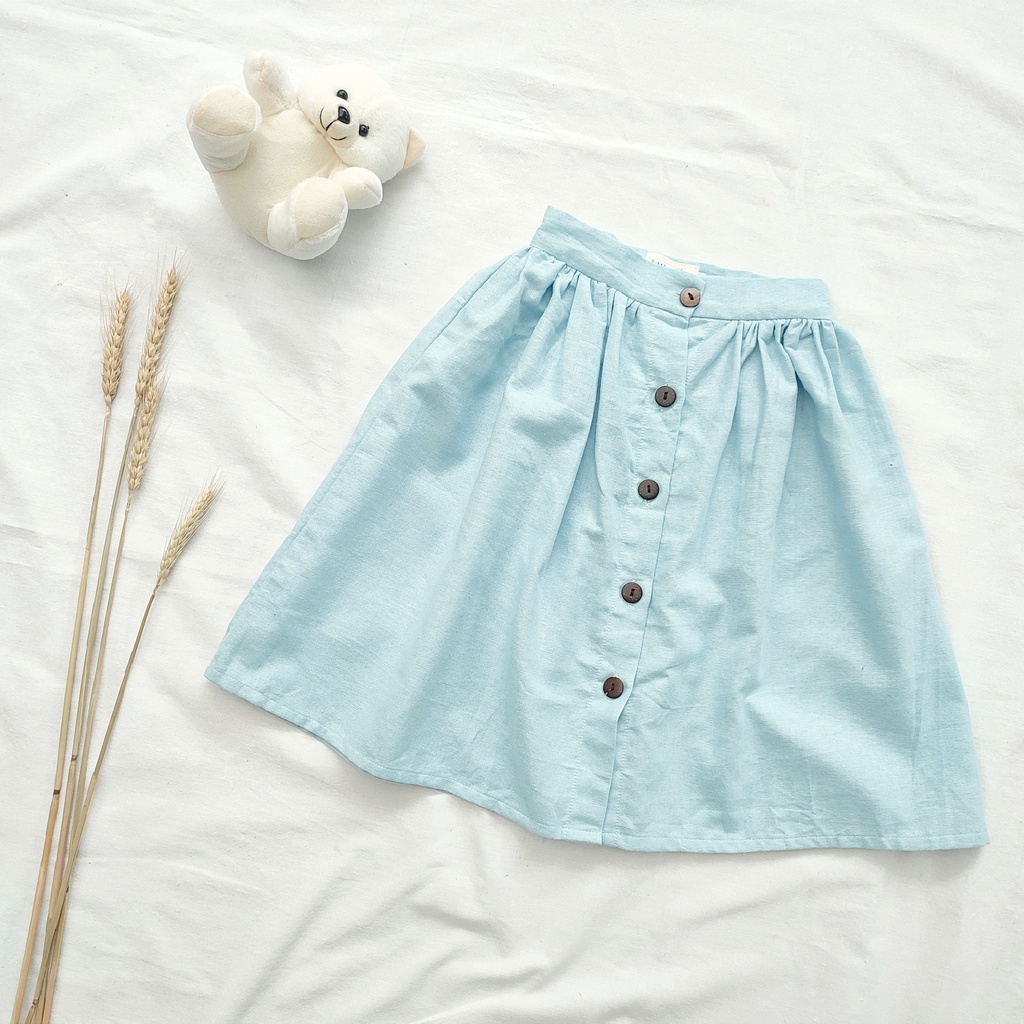 Littlepopy NARA Midi Skirt - Rok Pendek Linen Korea Anak Perempuan Cewe