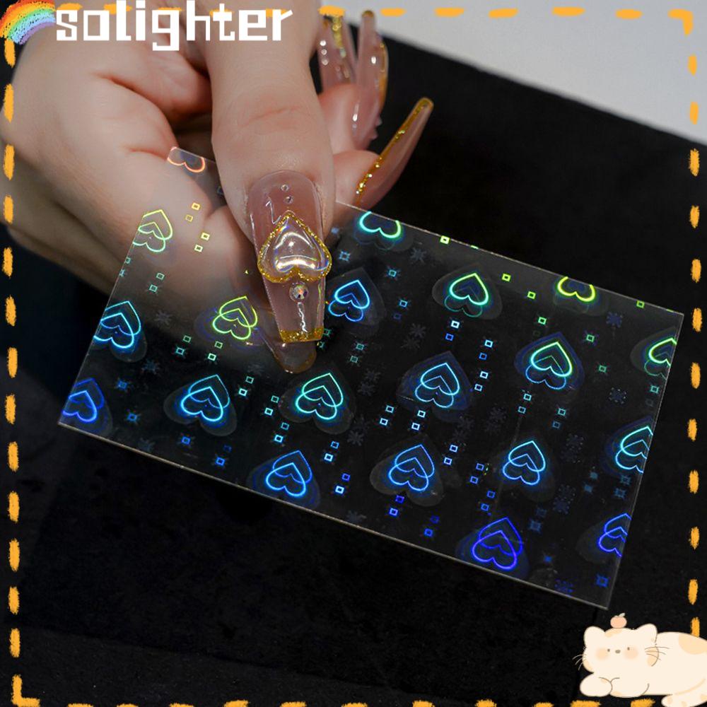 Solighter Stiker Kuku Manicure Adhesive Decals Bintang Detak Jantung Super Flash