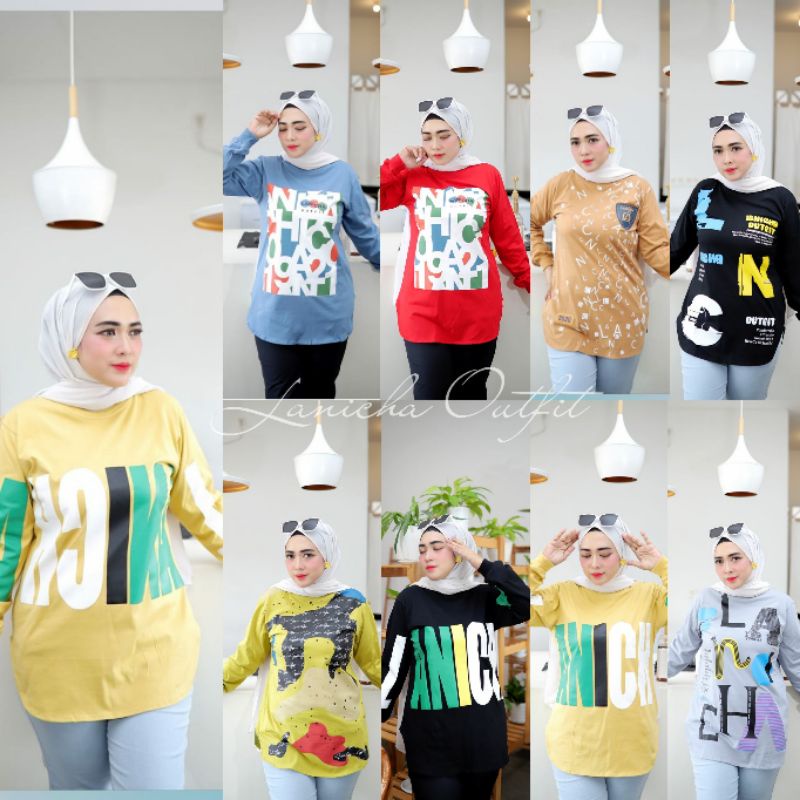 HC - Kaos Lanicha Premium. Atasan Wanita remaja ootd. Baju lebaran 2023 wanita dewasa