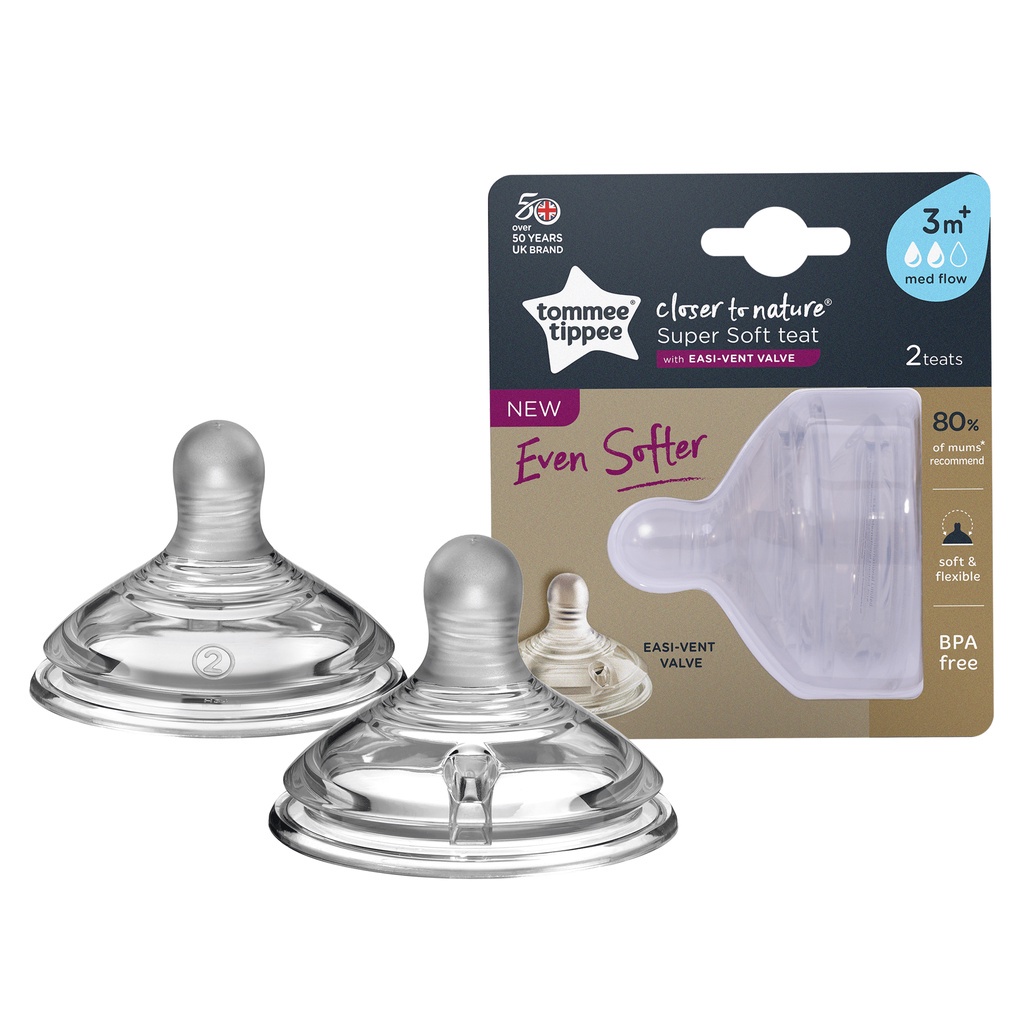 TOMMEE TIPPEE MURAH NIPPLE TEAT CLOSER TO NATURE MEDIUM / FAST FLOW ISI 2 BAYI ANAK