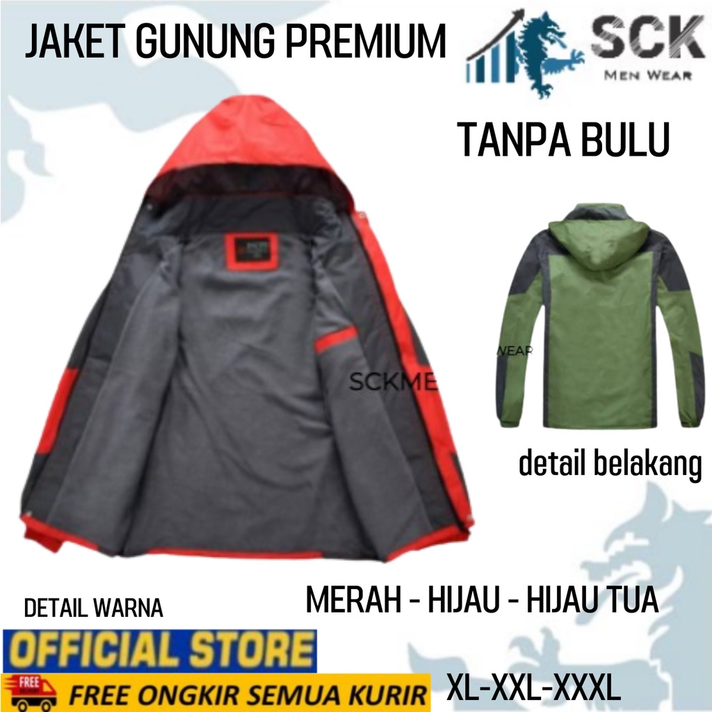 Jaket Pria Parasut Halus JWolf Bulu Topi Lepas Pasang  / Pakaian Gunung Outdoor - sckmenwear GROSIR