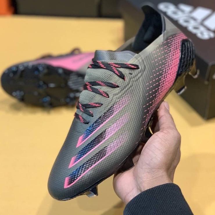 Code4a4Zo Sepatu Bola Adidas X Ghosted.1 Dark Green Army Pink Black