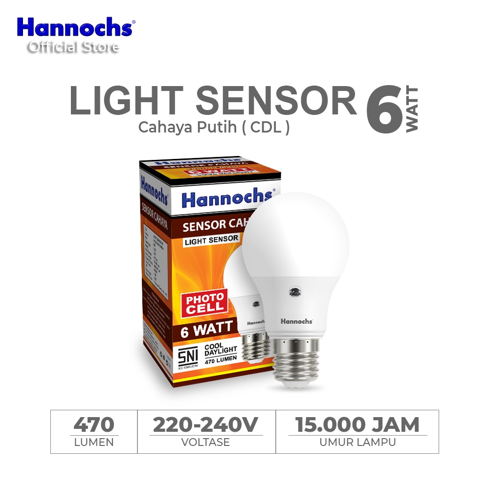 Hannochs Lampu LED Sensor Cahaya / Light Sensor 6-9-11-30 Watt Cool Daylight Putih