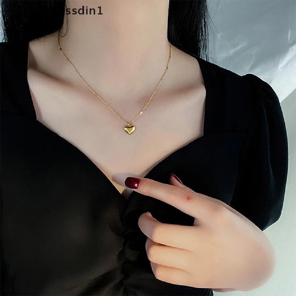 [Brightnessdin1] Fashion Berlapis Emas Cinta Hati Kalung Untuk Wanita Pria Liontin Gantung Rantai Choker Kalung Valene Hadiah Hari Perhiasan Butik