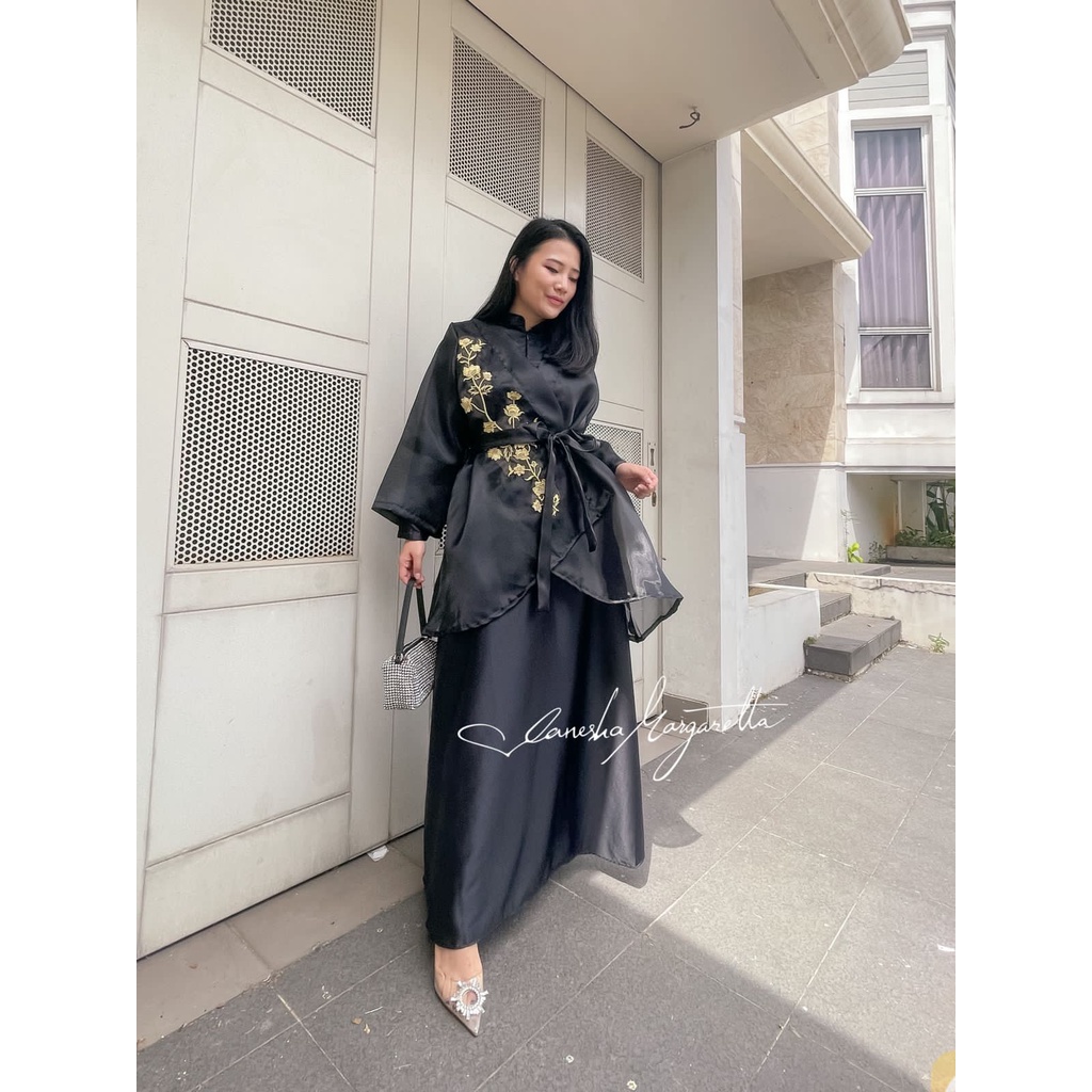 Vanesha Margaretta - 703 Dress pesta outer kimono organza - dress busui - fashion wanita