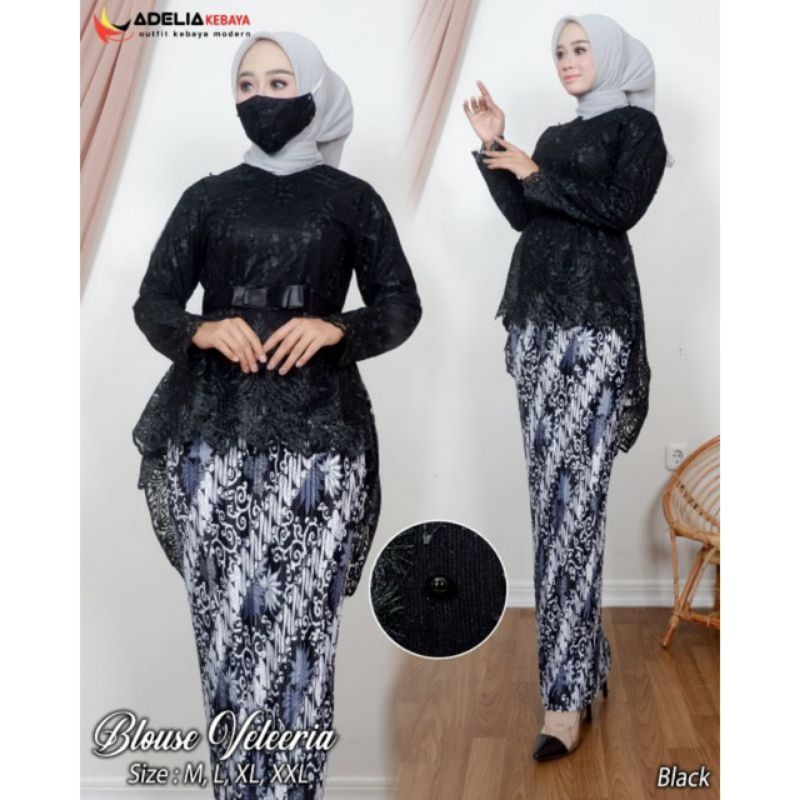 Melia Kebaya - Setelan Kebaya Aurora Tulle / Kebaya Pinguin / Set Kebaya Tulle Rok Plisket / Kebaya Kondangan