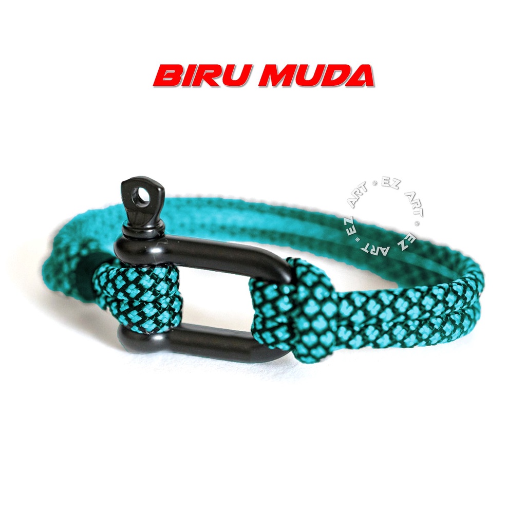 Gelang Paracord Shakle Buckle Tipe D Layer Ganda Motif Diamond Elegan Pria Wanita Pendaki Gunung Survival