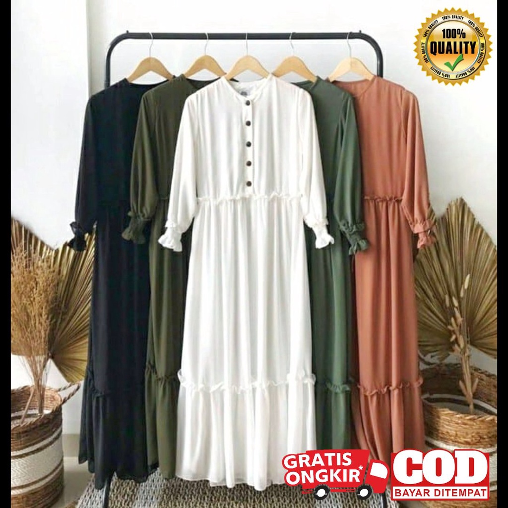 Gamis Terbaru Polos Rempel Busui Murah Premium Dress Gamis Hitam Putih - Dress Terbaru Polos Rempel 