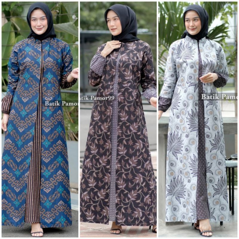 Gamis Batik Moderen Jumbo Kombinasi - Gamis - Gamis jumbo - Baju