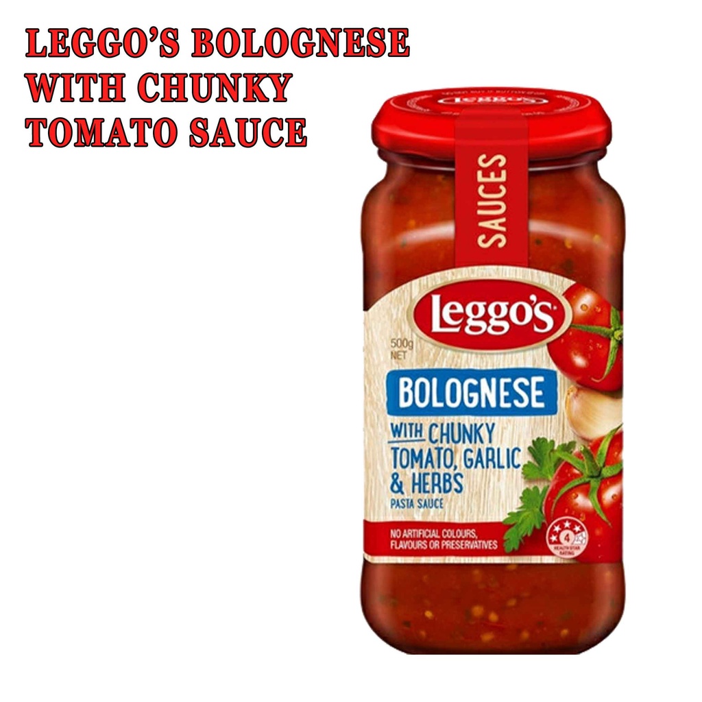 WITH CHUNKY* LEGGOS BOLOGNESE* TOMATO SAUCE* 500g