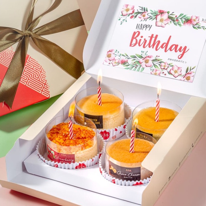 

Kibo Mini Birthday Hampers (4 pcs Kibo Mini Molten Cheese Cake)