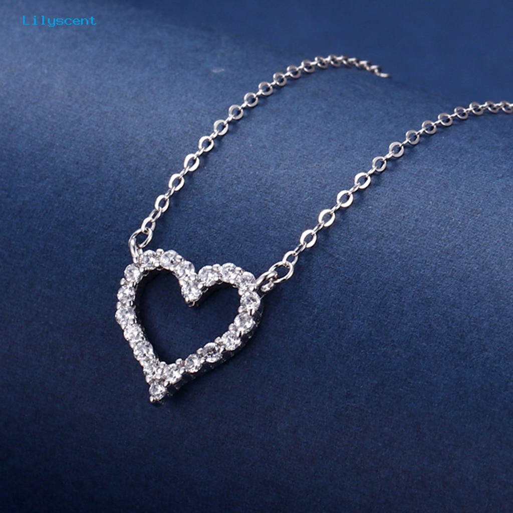 [LS] Wanita Kalung Elegan Temperamen Hypoallergenic Klasik Hadiah Perak Disepuh Berlian Imitasi Mengkilap Jantung Liontin Wanita Klavikula Kalung Untuk Hari Valentine