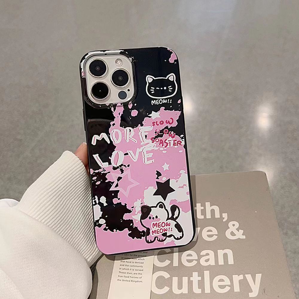 IPHONE Ins Pola Kucing Cocok Untuk Iphone14 14pro 14plus 13 13mini 13pro 13prm iPhone12 7Plus 8Plus Xr XS 13 12mini Pro Max Empat Sudut Casing Ponsel Tahan Guncangan