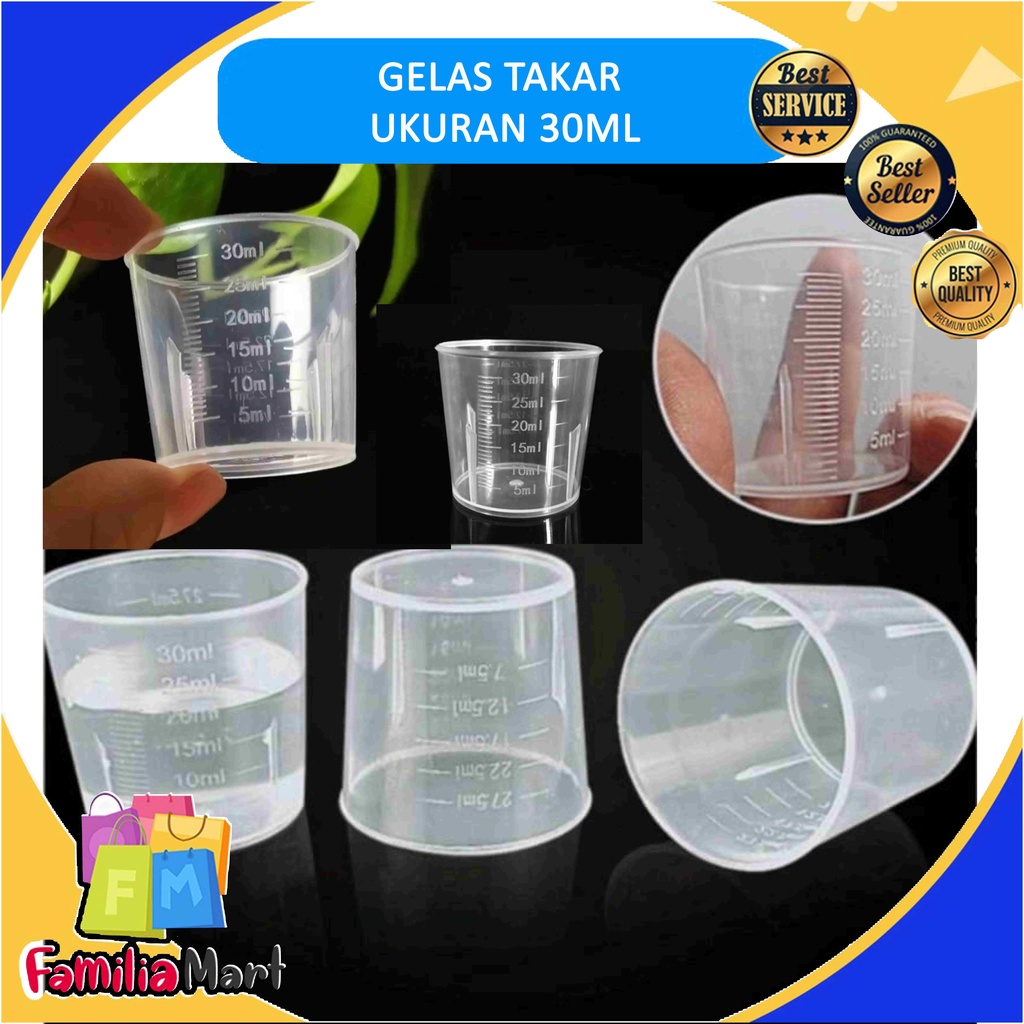 Gelas Takar 30ml /Gelas Ukur 30ml Bahan Plastik