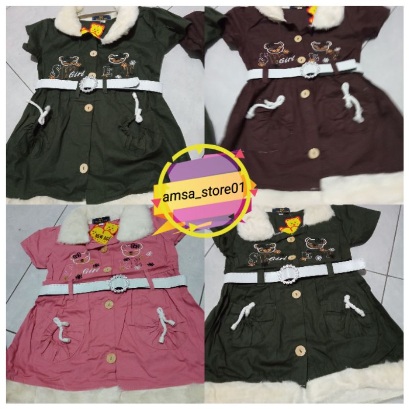 Dress Anak Katun Bulu 1-2 tahun/Dress Anak Bulu/Dress Anak Katun